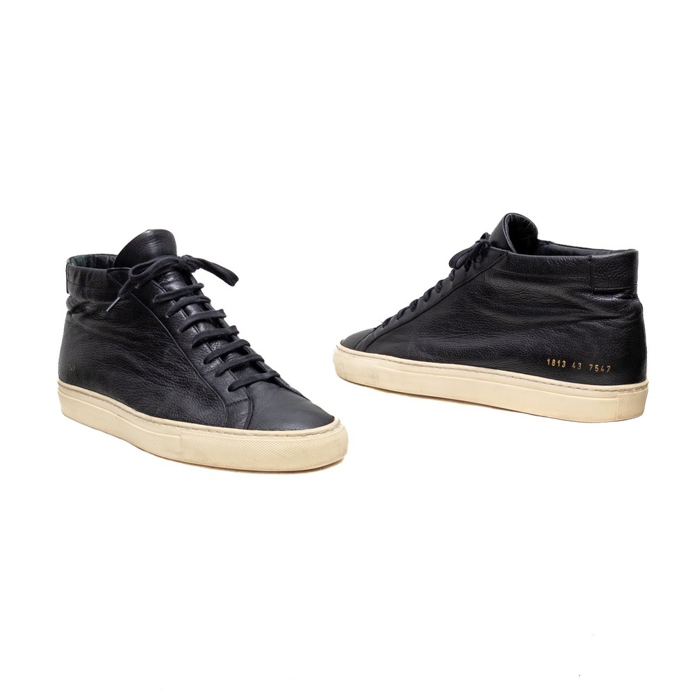 $450 COMMON PROJECTS - Achilles Mid Black Sneakers Leather - EU 43 / US 10